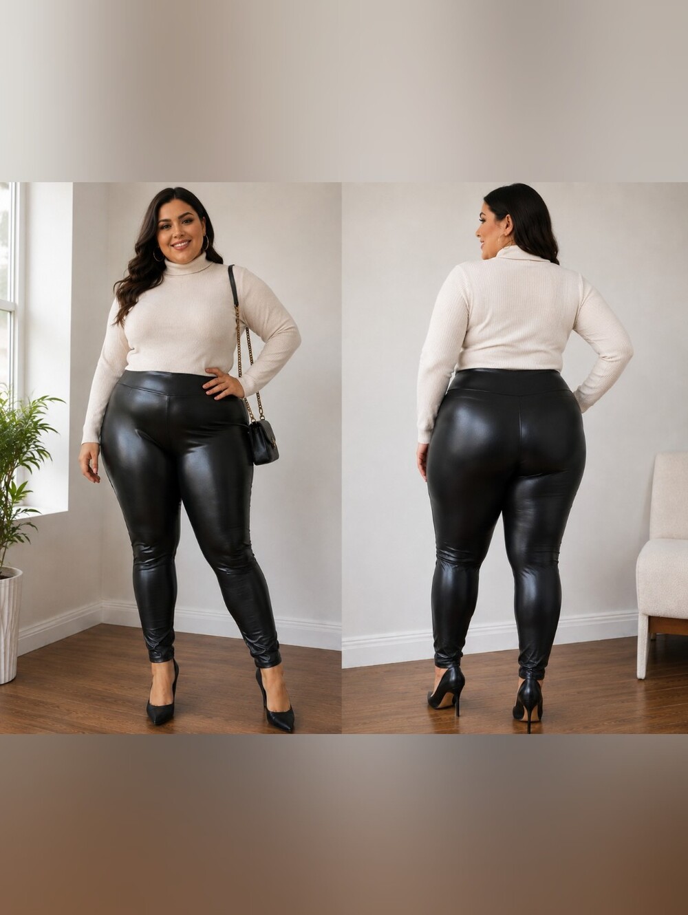 Women's Faux Leather Leggings – Size 2XL